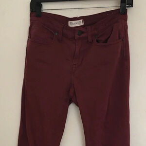 Madewell skinny skinny maroon burgundy santeen pants, size 27